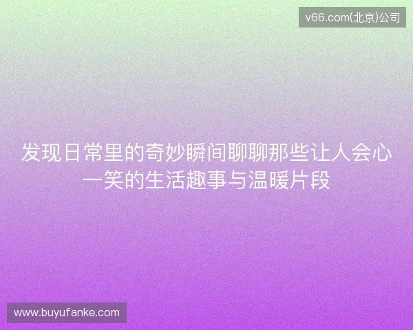 发现日常里的奇妙瞬间聊聊那些让人会心一笑的生活趣事与温暖片段